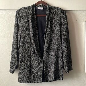 Vintage Fundamental Things black polka dot lightweight button blazer